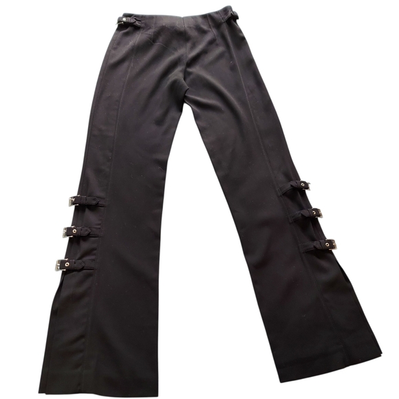 Escada Vintage Y2K  Black Wool Split Leg with Buckle Detail Front Zip Women's - Picture 9 of 16